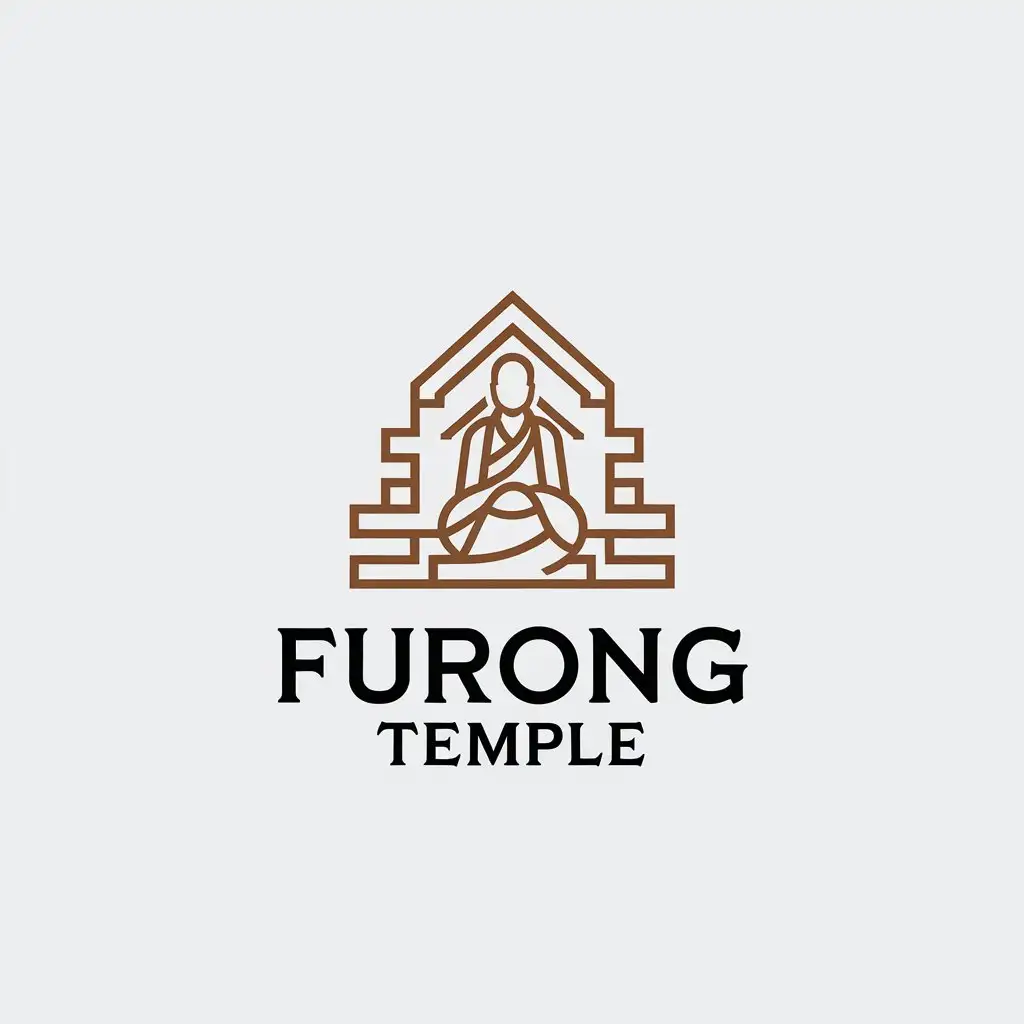 LOGO-Design-For-Furong-Temple-Minimalistic-Monk-Temple-Symbol