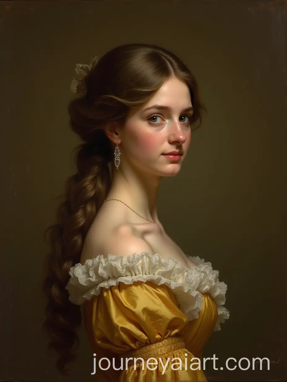 20YearOld-Woman-in-Regency-Style-Clothing-with-Sideburns-and-Long-Hair-in-Profile-Portrait