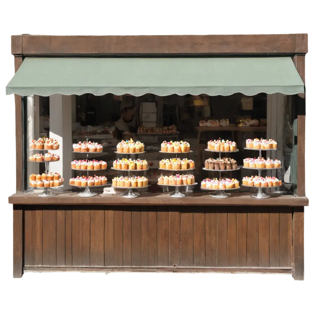 bakery store front window with cakes