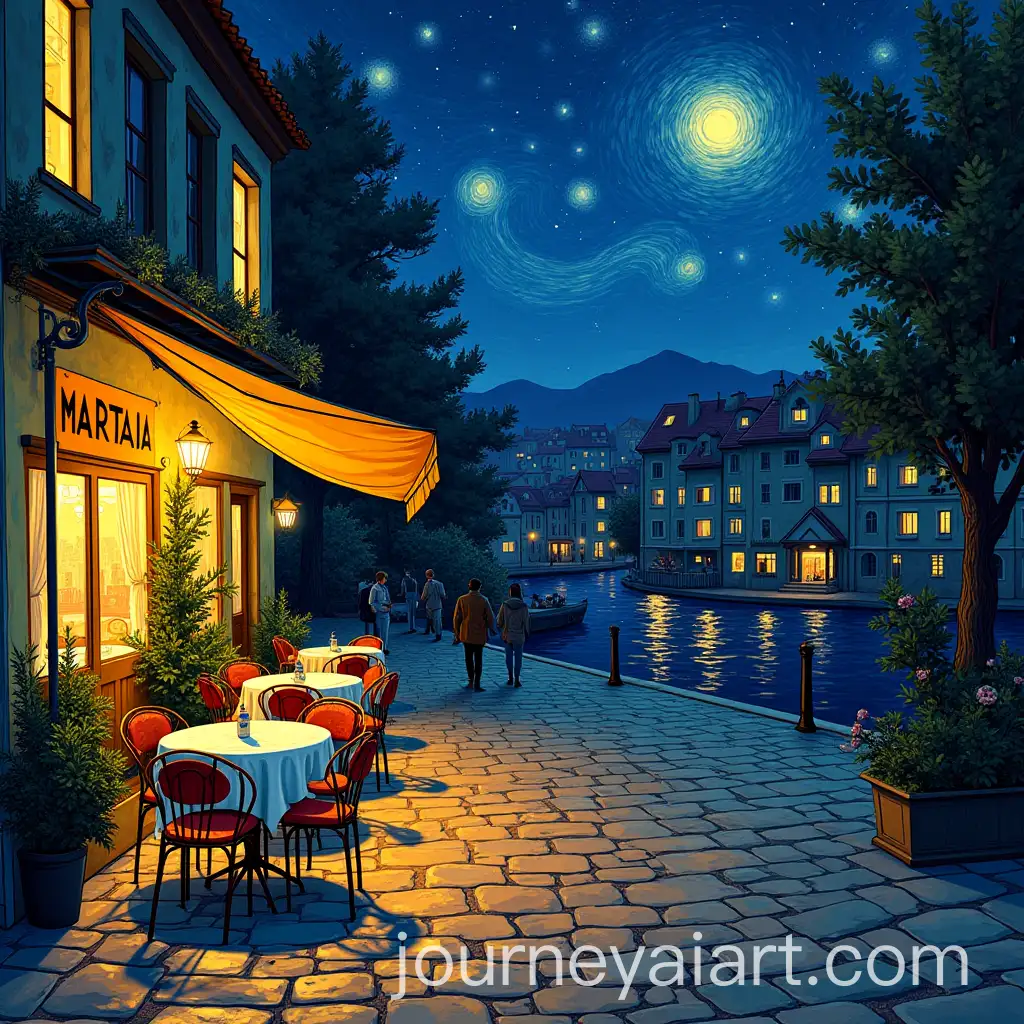 Cafe-Terrace-at-Night-in-Grand-Theft-Auto-Drawing-Style