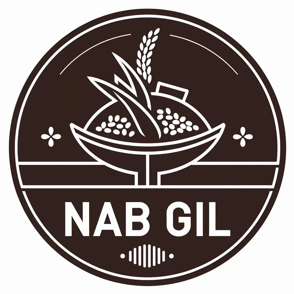 a vector logo design,with the text "nab gil", main symbol:rice dish or rice stalk,Moderate,be used in Restaurant industry,clear background