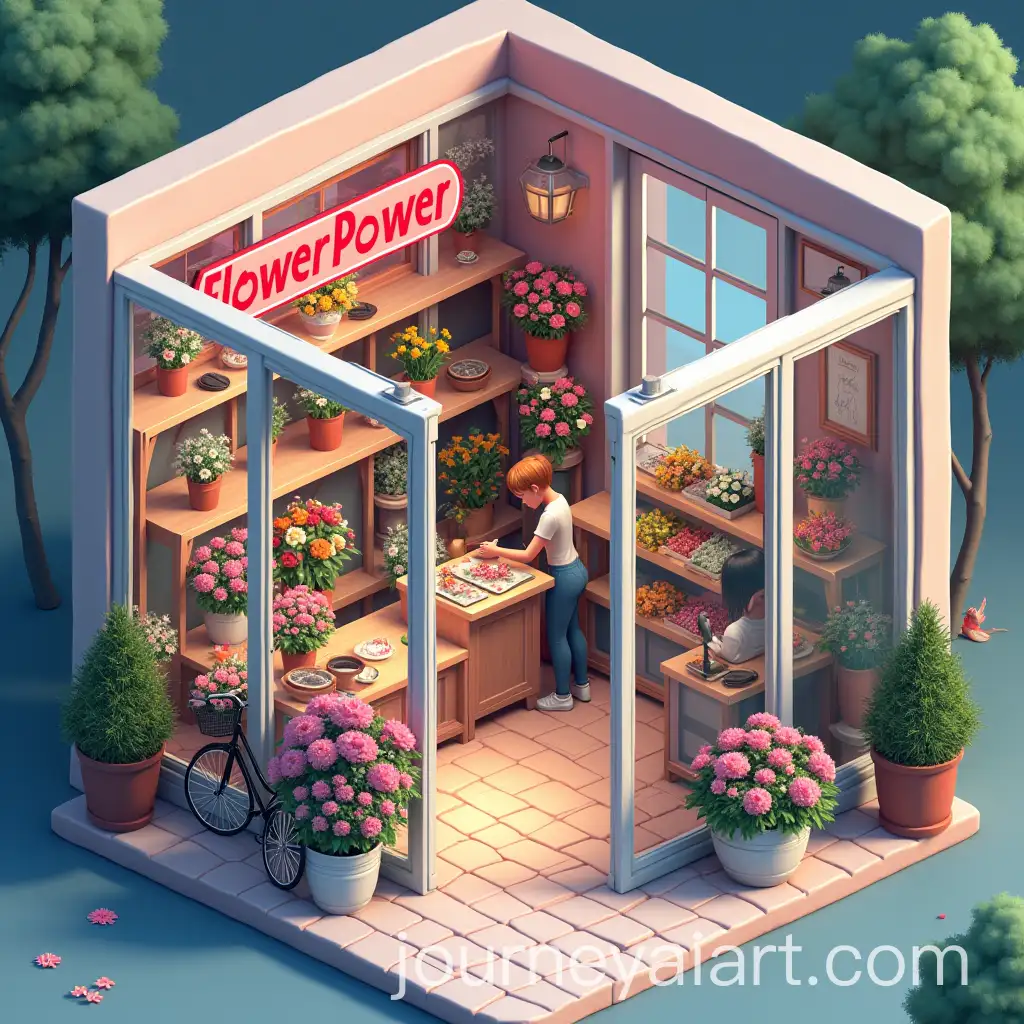 Cozy-Flower-Shop-Interior-with-Vibrant-Bouquets-and-Modern-Brutalism-Elements