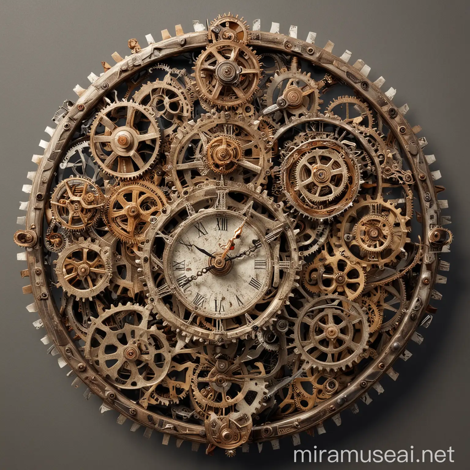 Mechanical Clockwork Steampunk Art with Cogs and Gears