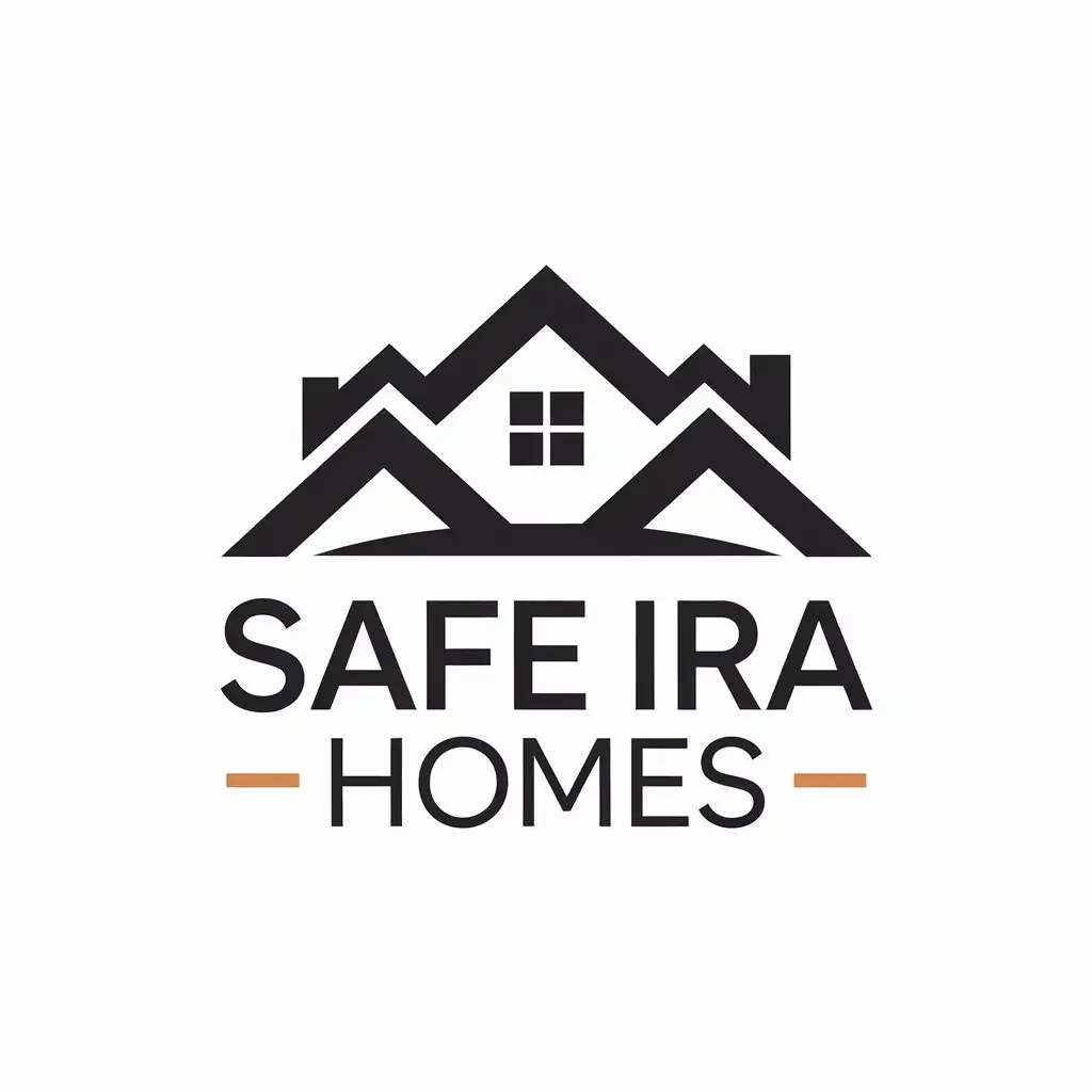 LOGO Design for Safe IRA Homes Minimalistic House Roof over Text for Real Estate Industry