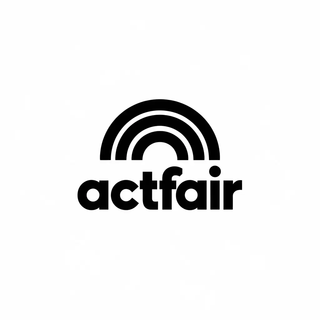 LOGO Design for Actfair Fun and Diverse Typography with Rainbow C and Black White Theme for Entertainment Industry