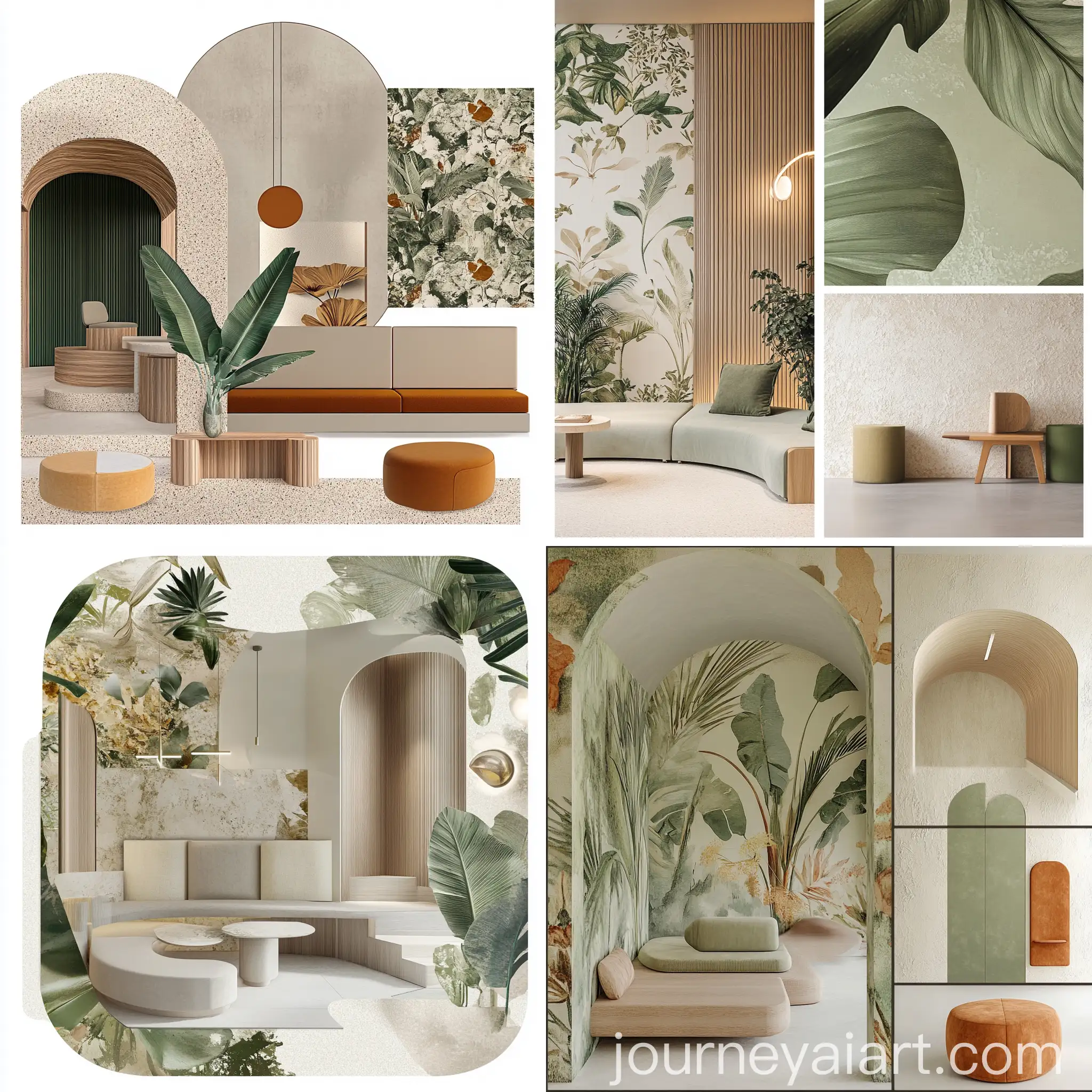 Spacious-and-Modern-Showroom-with-Botanical-Wallpaper-and-Natural-Accents