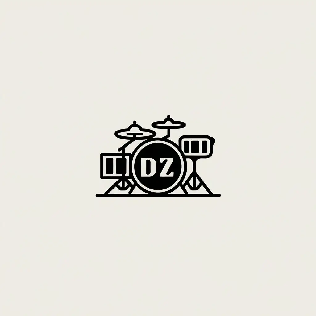 LOGO-Design-For-DZ-Minimalistic-Drum-Set-Elements-in-Entertainment-Industry