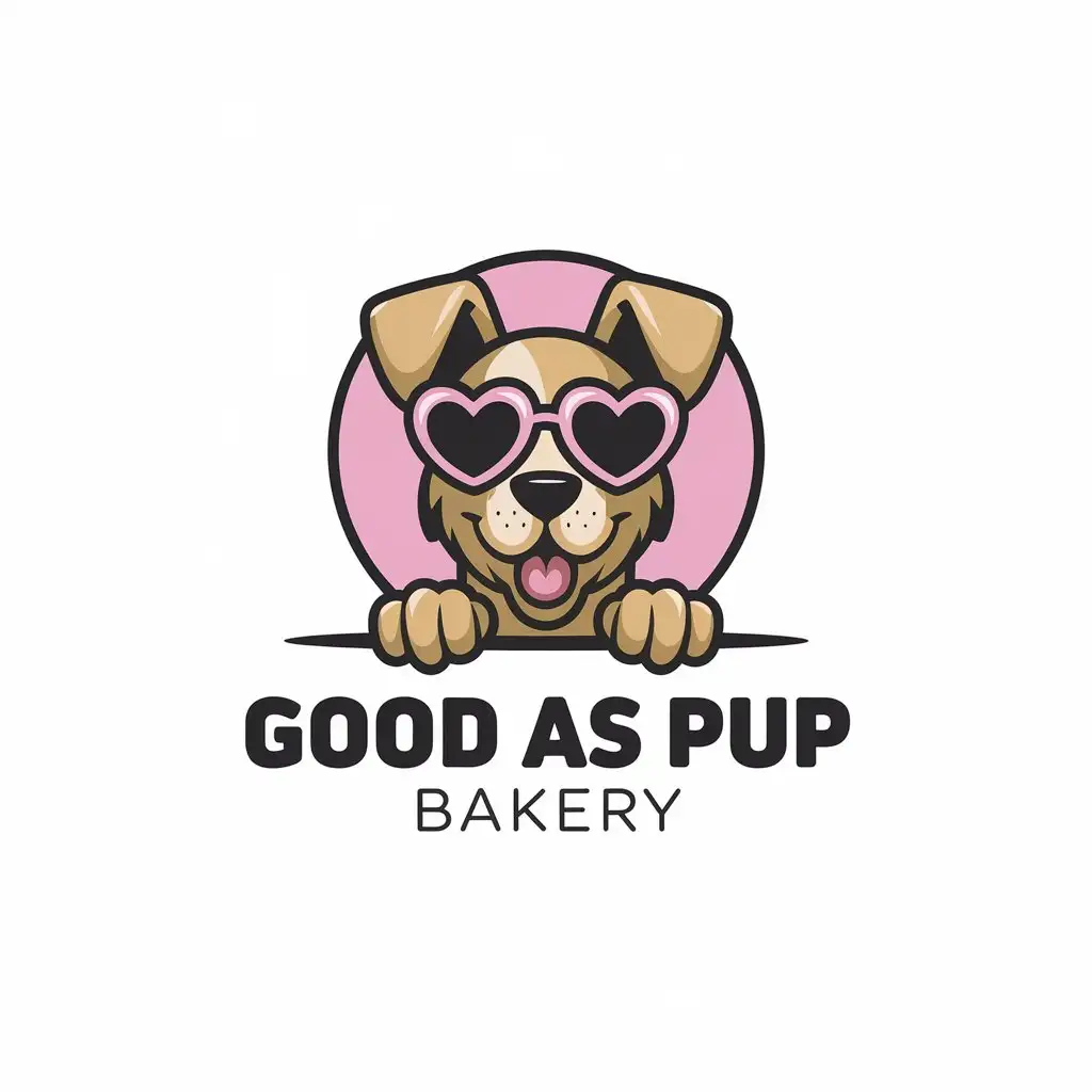 LOGO Design For Good As Pup Bakery Playful Dog Theme with Heart Sunglasses