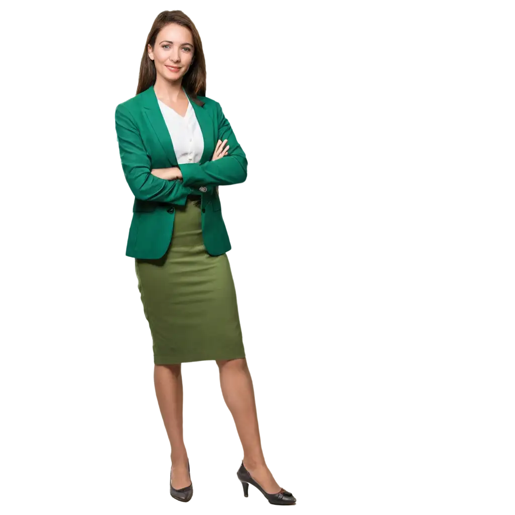 Female-Economist-in-Green-Attire-HighQuality-PNG-Image-for-Online-Use