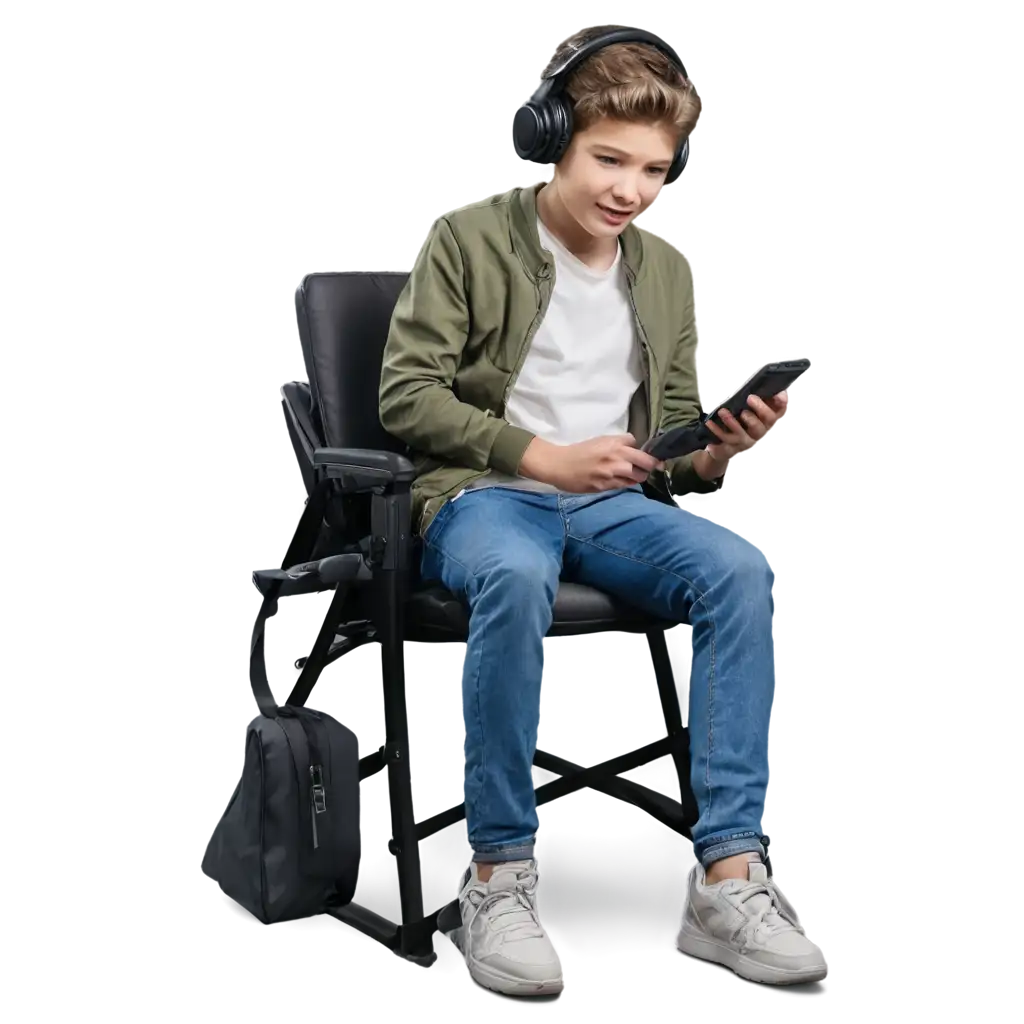 Boy-Playing-Game-on-Gaming-Chair-with-Headphones-PNG-Image-for-HighQuality-Design