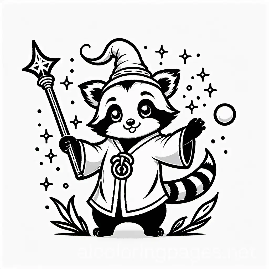 Red-Panda-Wizard-Casting-Magic-Spell-Coloring-Page