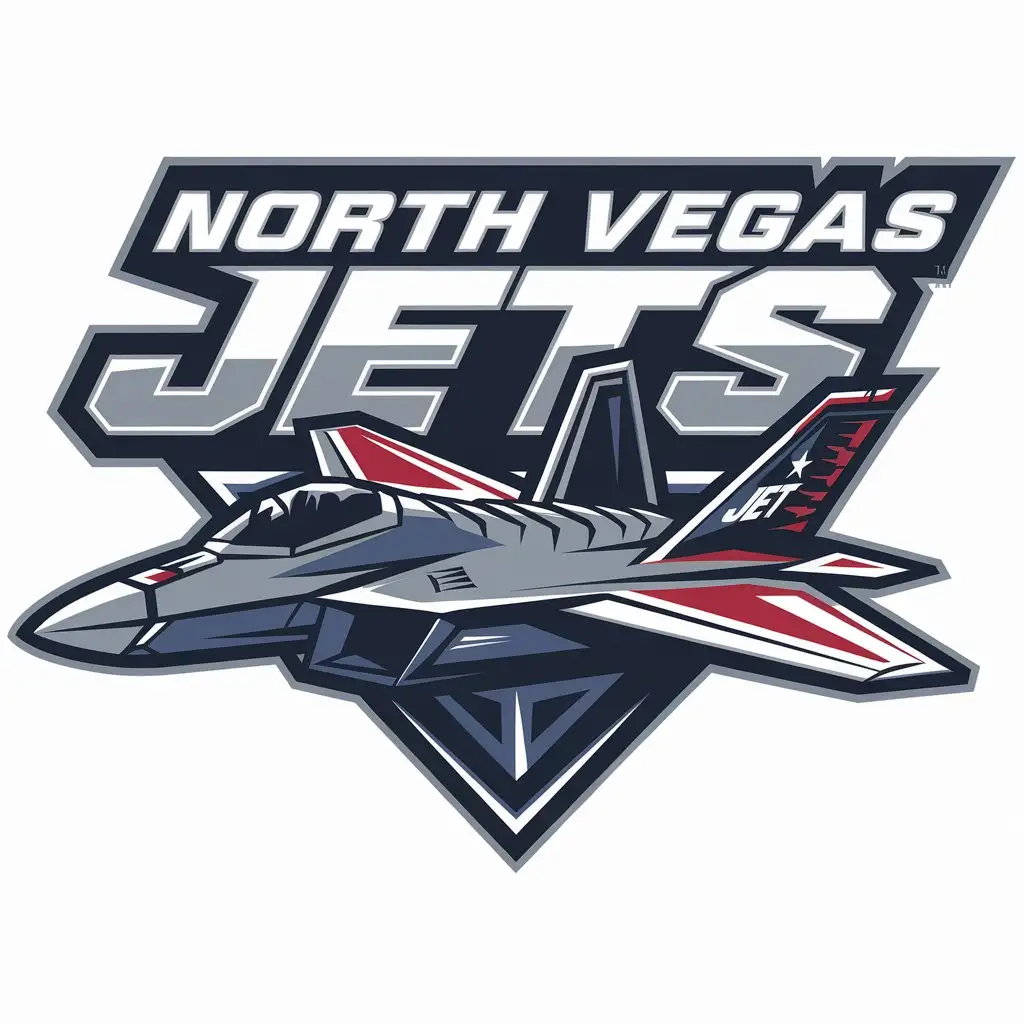 LOGO Design for North Vegas Jets F22 Fighter Jet in Patriotic Colors for American Football Team