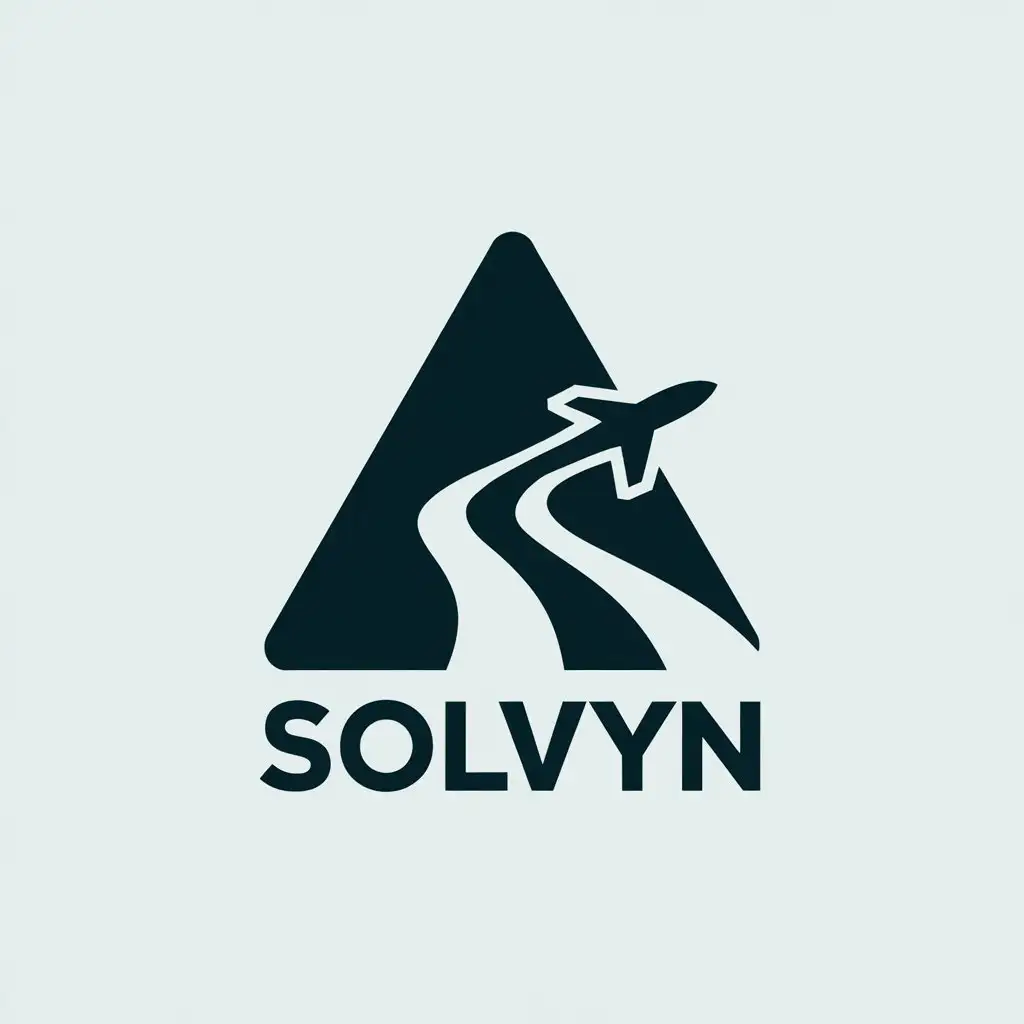 LOGO Design for Solvyn Triangular Airplane with Winding Path and SShaped Contrail