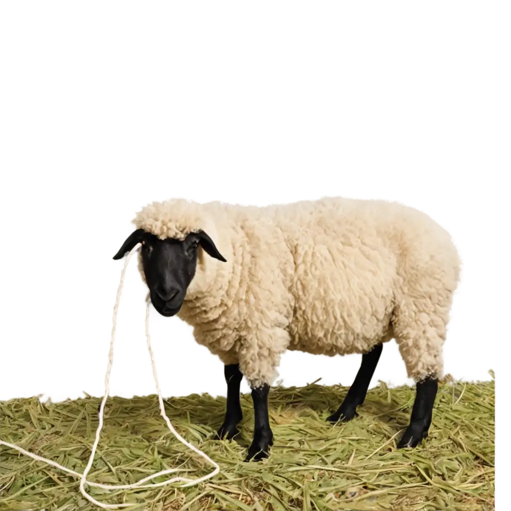 Sheep-Eating-Raffia-Rope-HighQuality-PNG-Image-for-Clear-Visual-Appeal