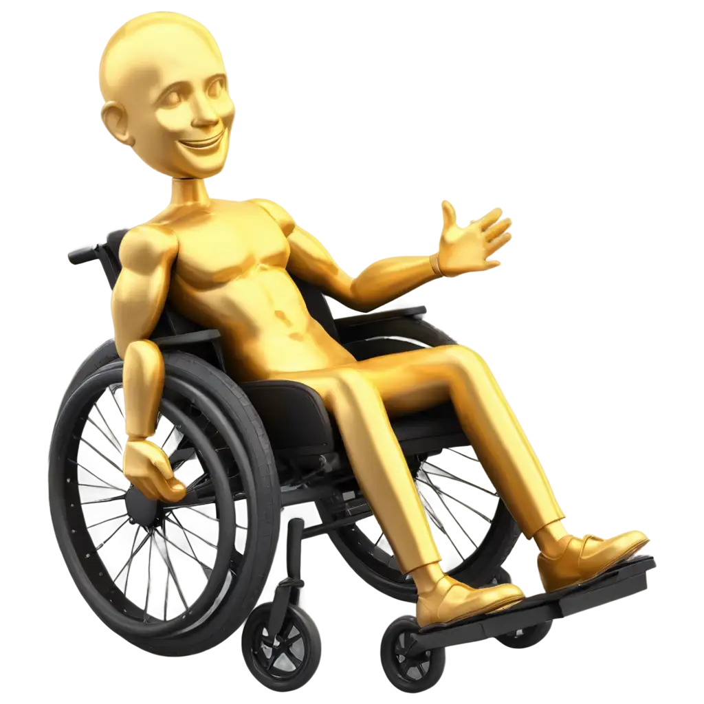 3D-Golden-Man-on-a-Wheelchair-PNG-A-Symbol-of-Resilience-and-Empowerment