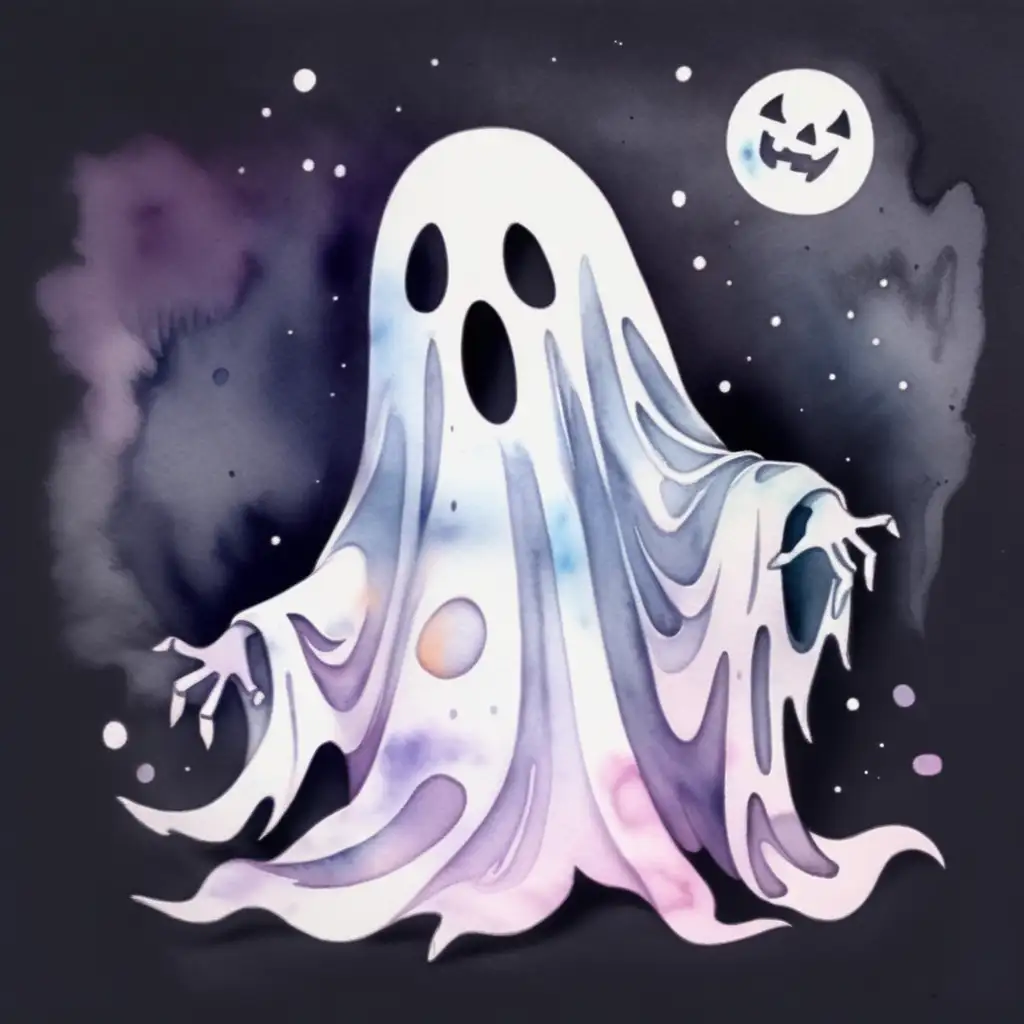 Ethereal Watercolor Halloween Ghost