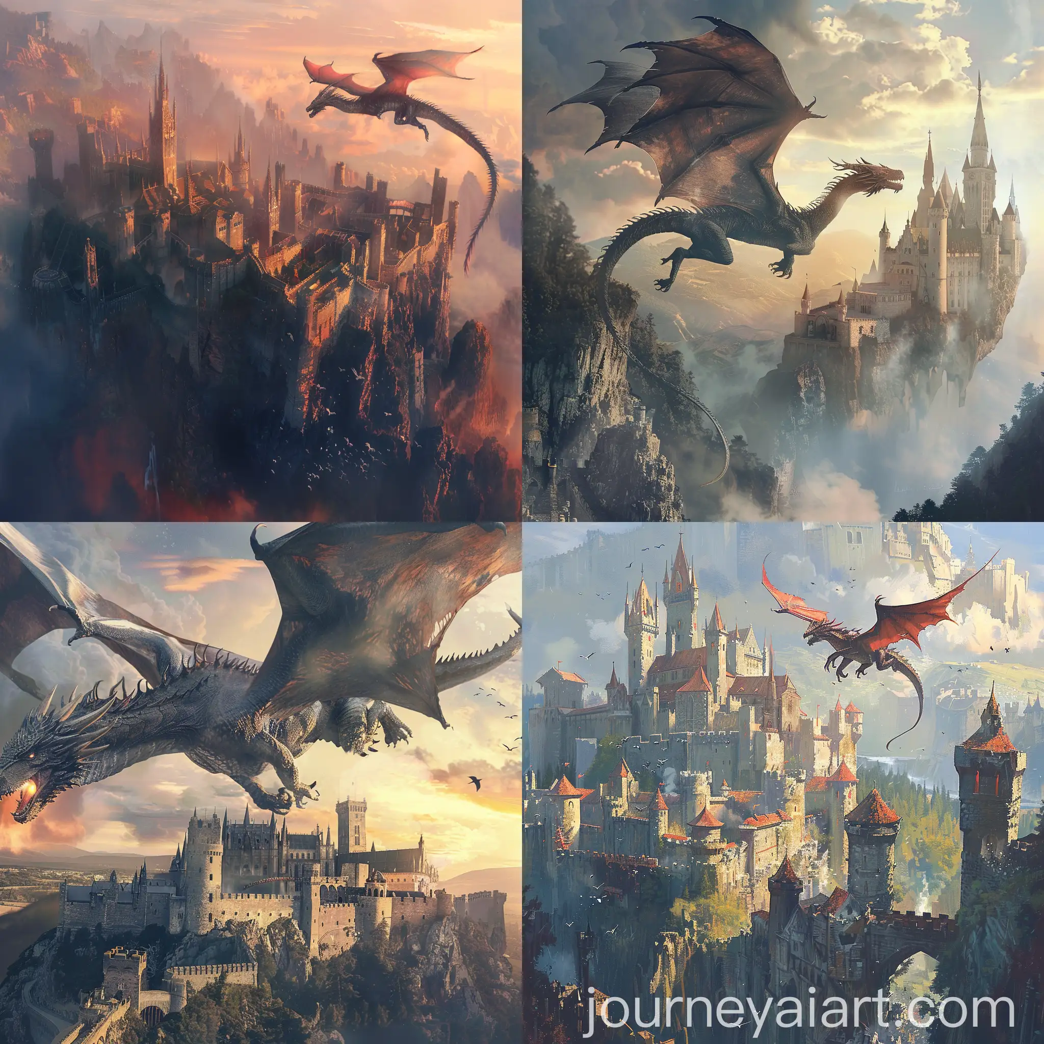 Fantasy-Dragon-Flying-Over-Medieval-Castle