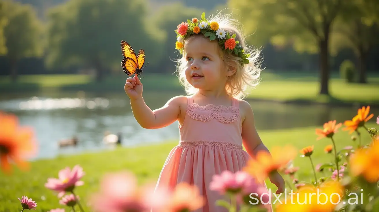 Adorable-Girl-Chasing-Butterfly-in-Sunlit-Park