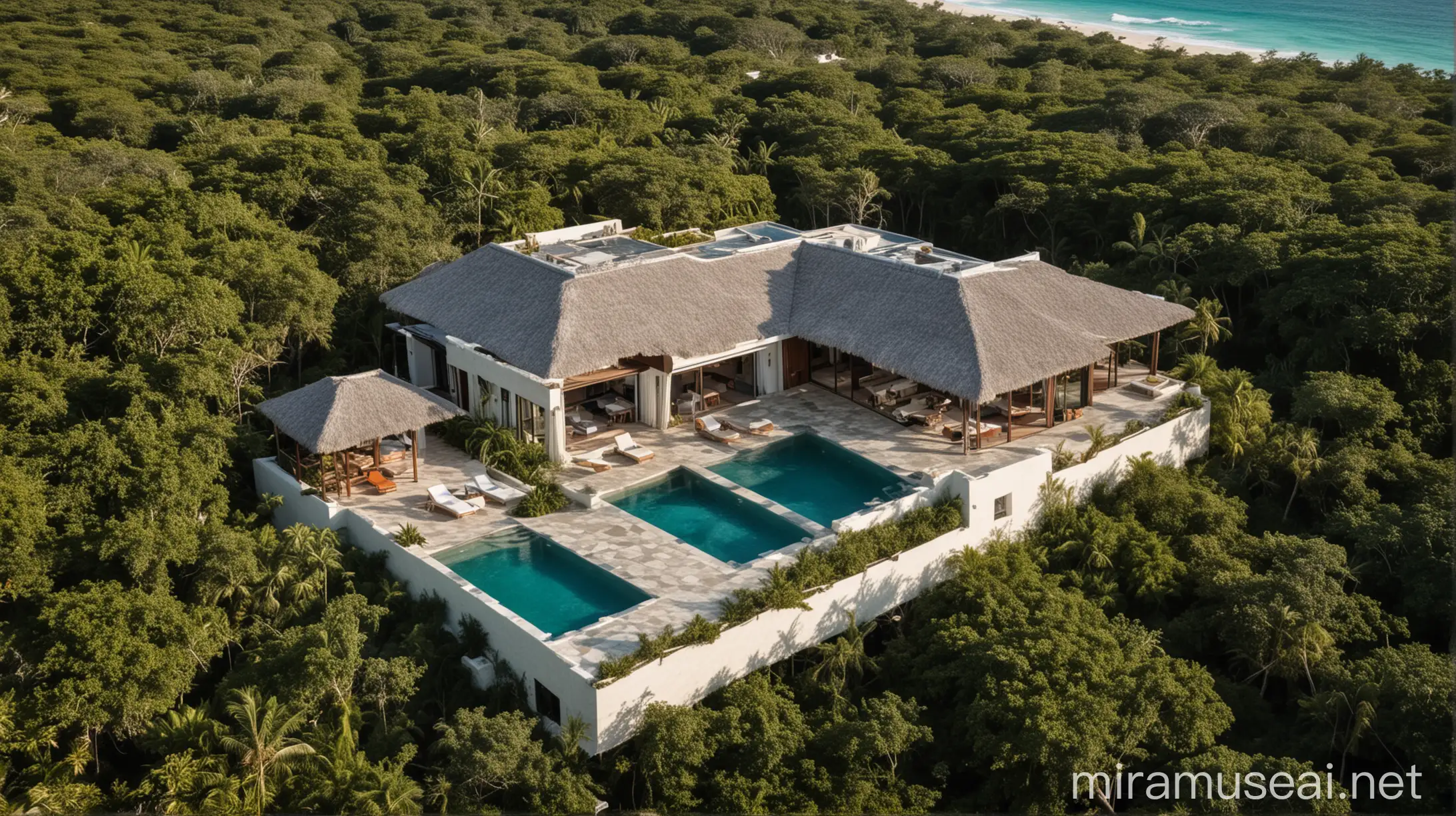 Contemporary Caribbean Villa with Pool Terrace and Sea View