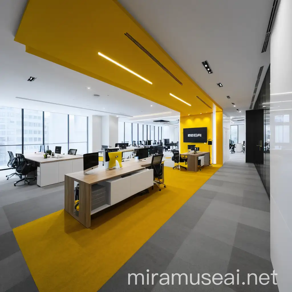 Modern Office Interior Design with Black and White Theme and HighEnd Computers