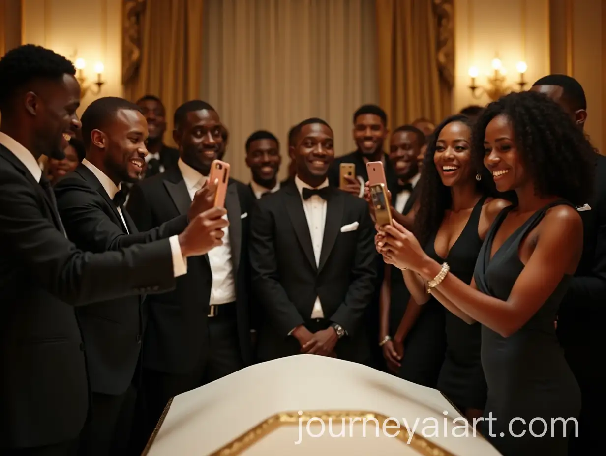 Group-of-WellDAI-Art-Prompt-Expansionressed-Black-Men-and-Women-Taking-Selfies-in-Luxurious-Reception-Salon-with-Open-Coffin-in-Background