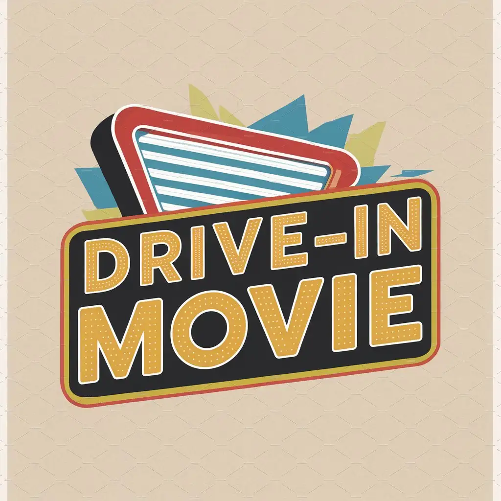 LOGO Design for DriveIn Movie Retro Style Neon Sign with Playful and Fun Typography