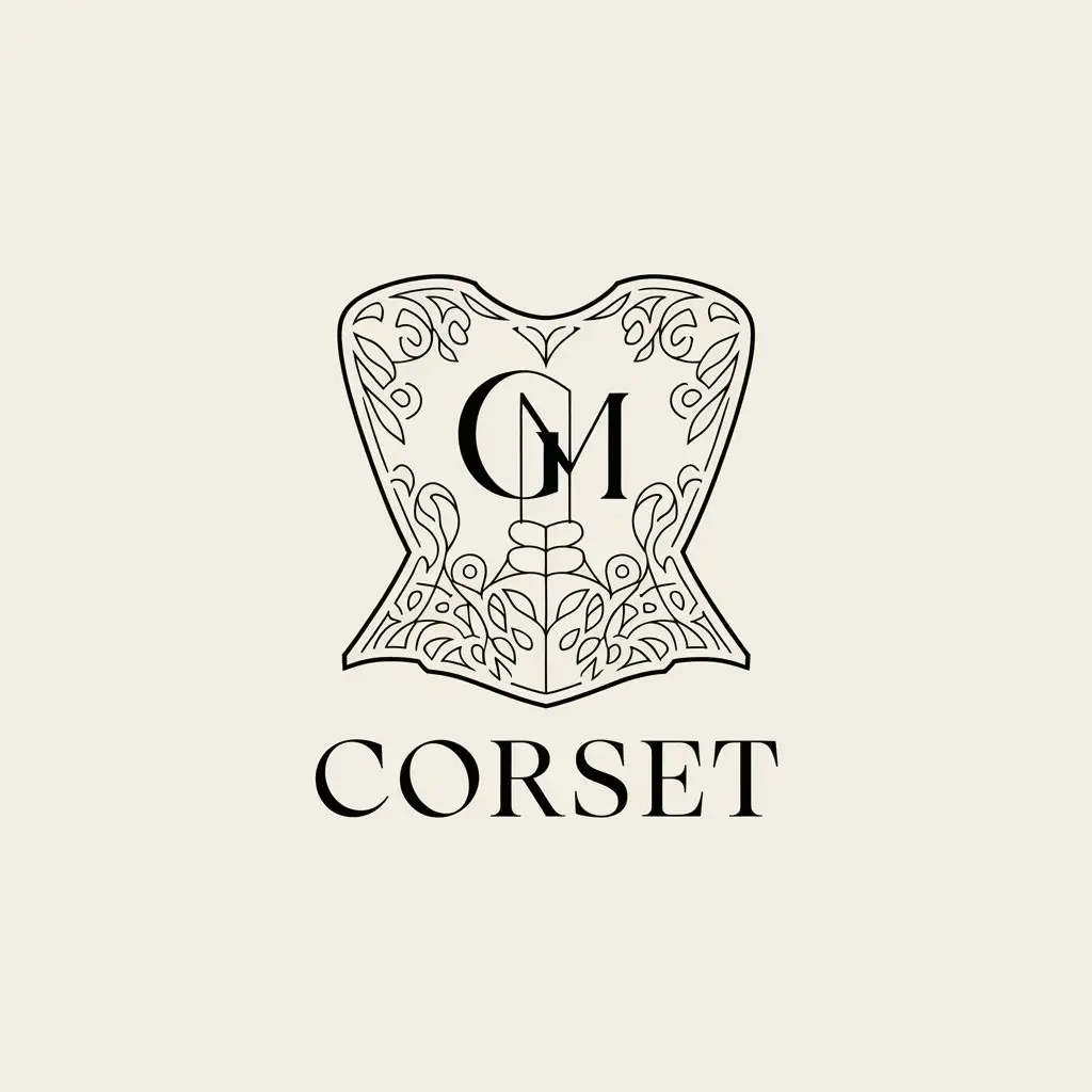 a vector logo design,with the text "Corset", main symbol:GM,Moderate,be used in wedding industry,clear background