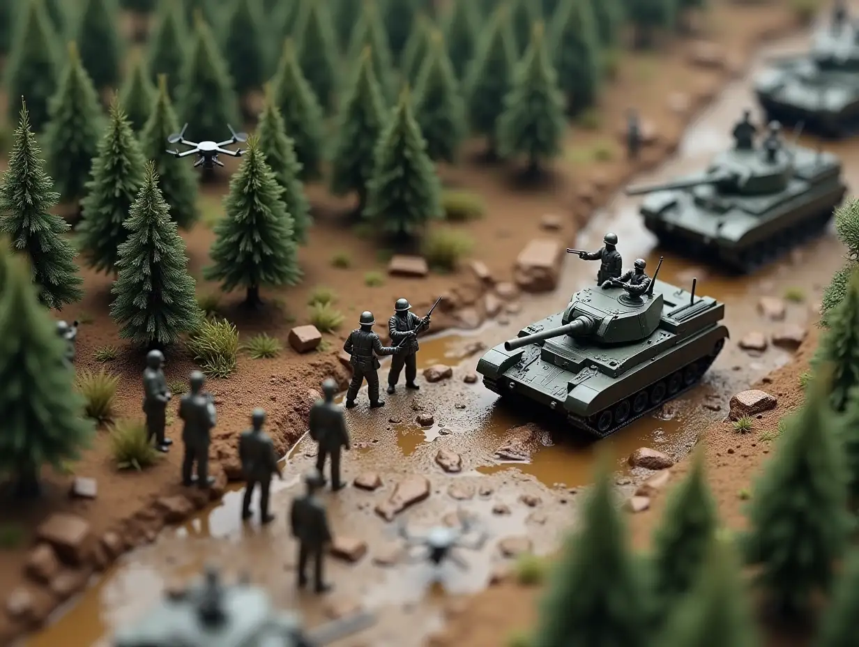 Modern-Tin-Soldiers-Converging-in-a-Diorama-Relief-Map-of-Ukraine