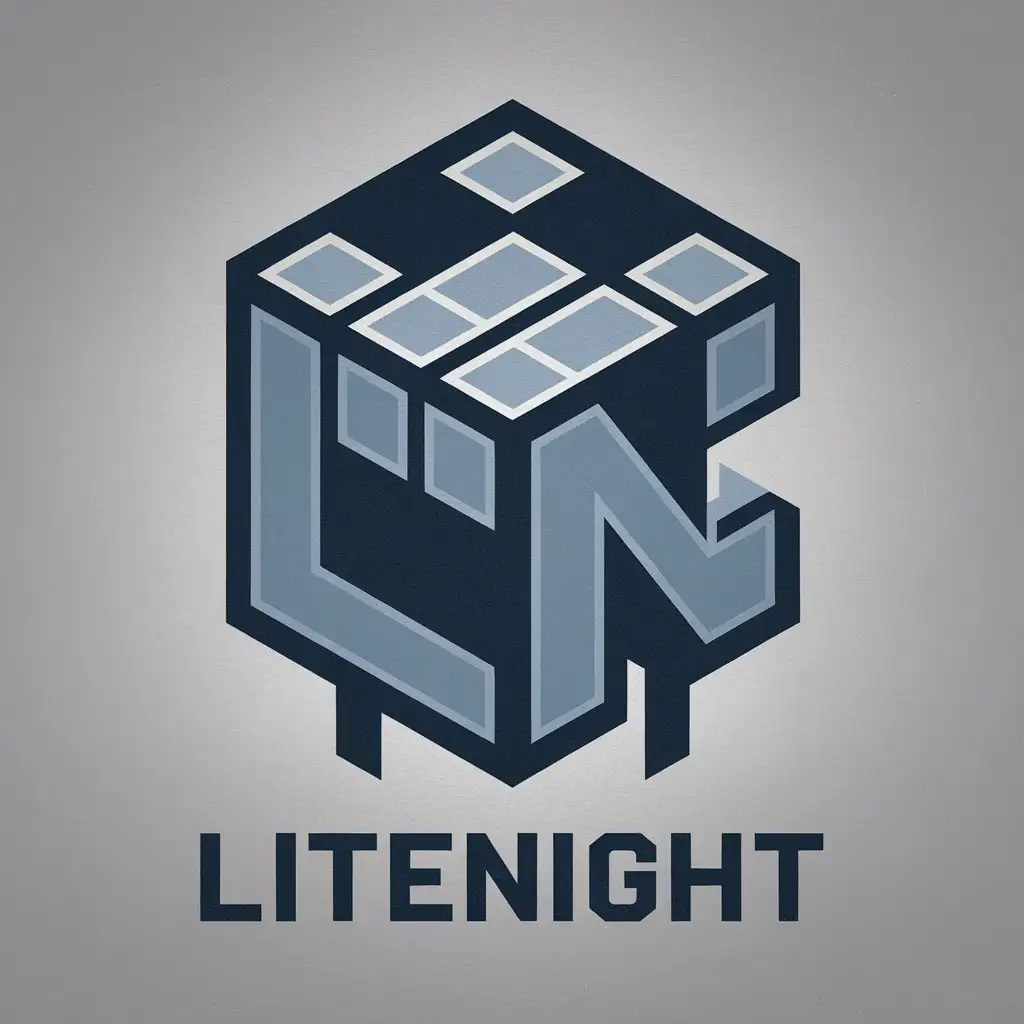 LOGO Design for LiteNight Light Blue Minecraft Block with Minimalistic Style