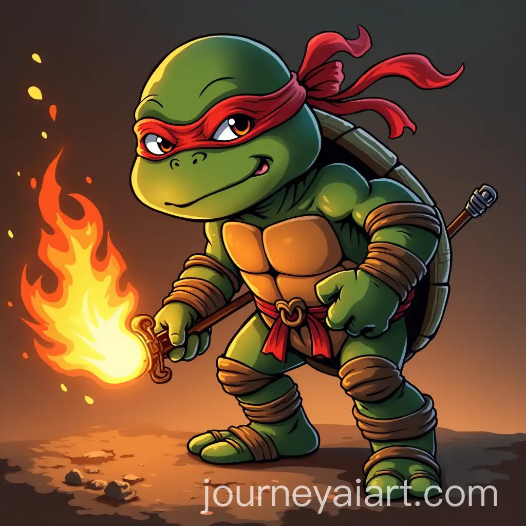 Cartoon-Turtle-Ninja-Putting-Out-Fire