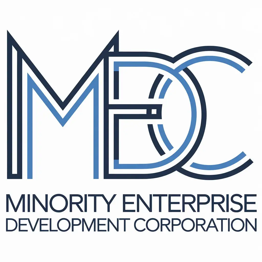 LOGO Design for Minority Enterprise Development Corporation Black Blue with Professional and Intellectual Symbolism for Nonprofit Industry