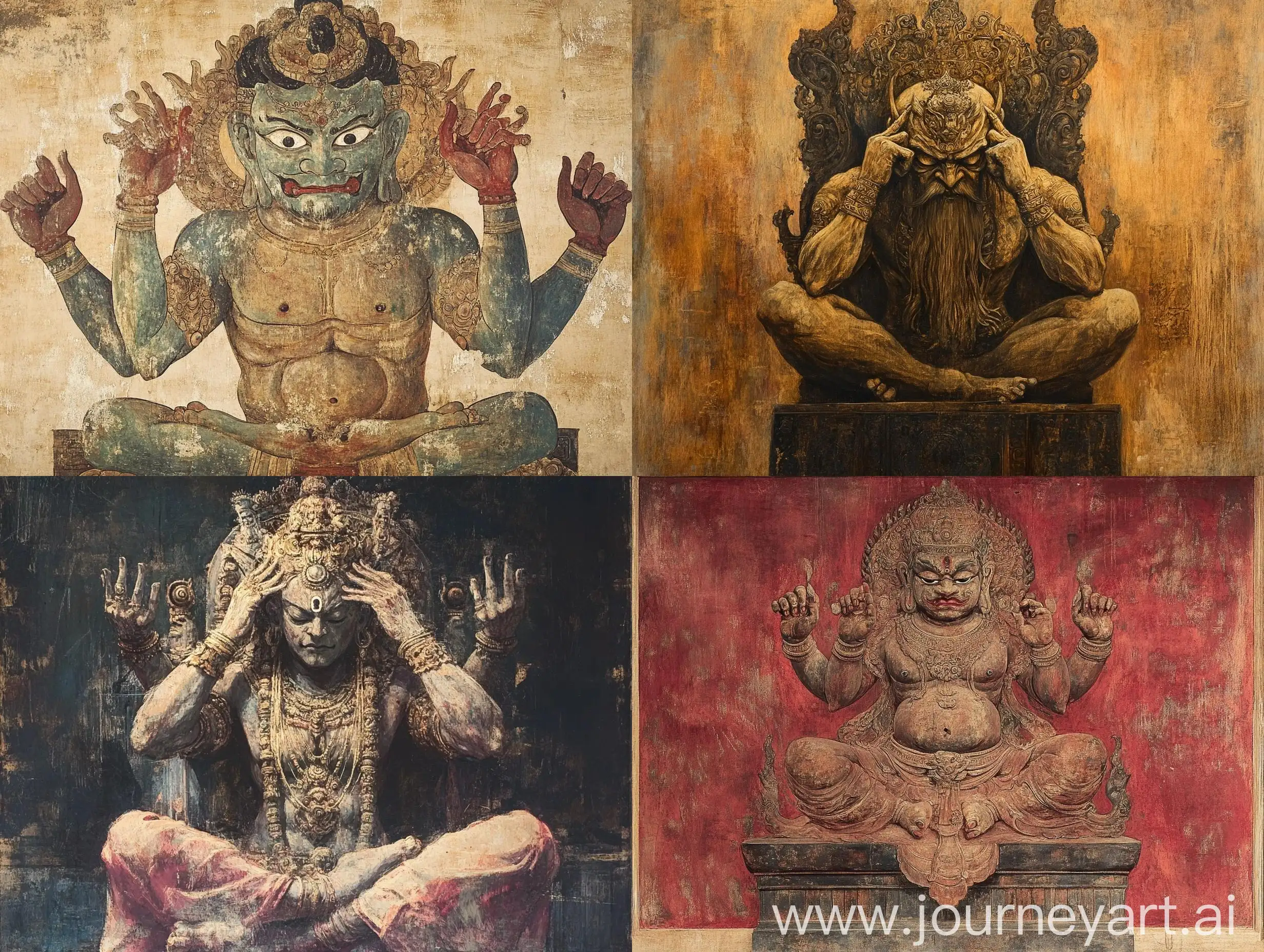 Sukuna-Remen-FourArmed-Deity-on-Throne-Mythological-Art