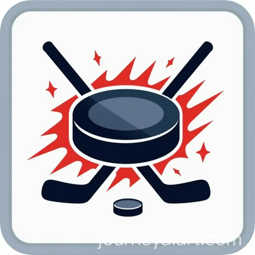 Dynamic-Hockey-Icon-with-Puck-and-Crossed-Sticks-in-Vibrant-Colors