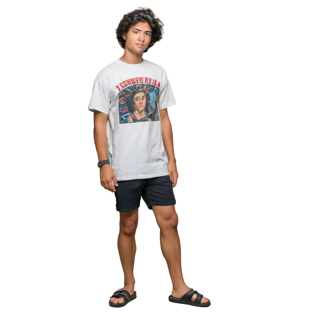 Indonesian-Young-Man-PNG-with-Mullet-Tattoo-Vintage-Tshirt-Shorts-Sandals