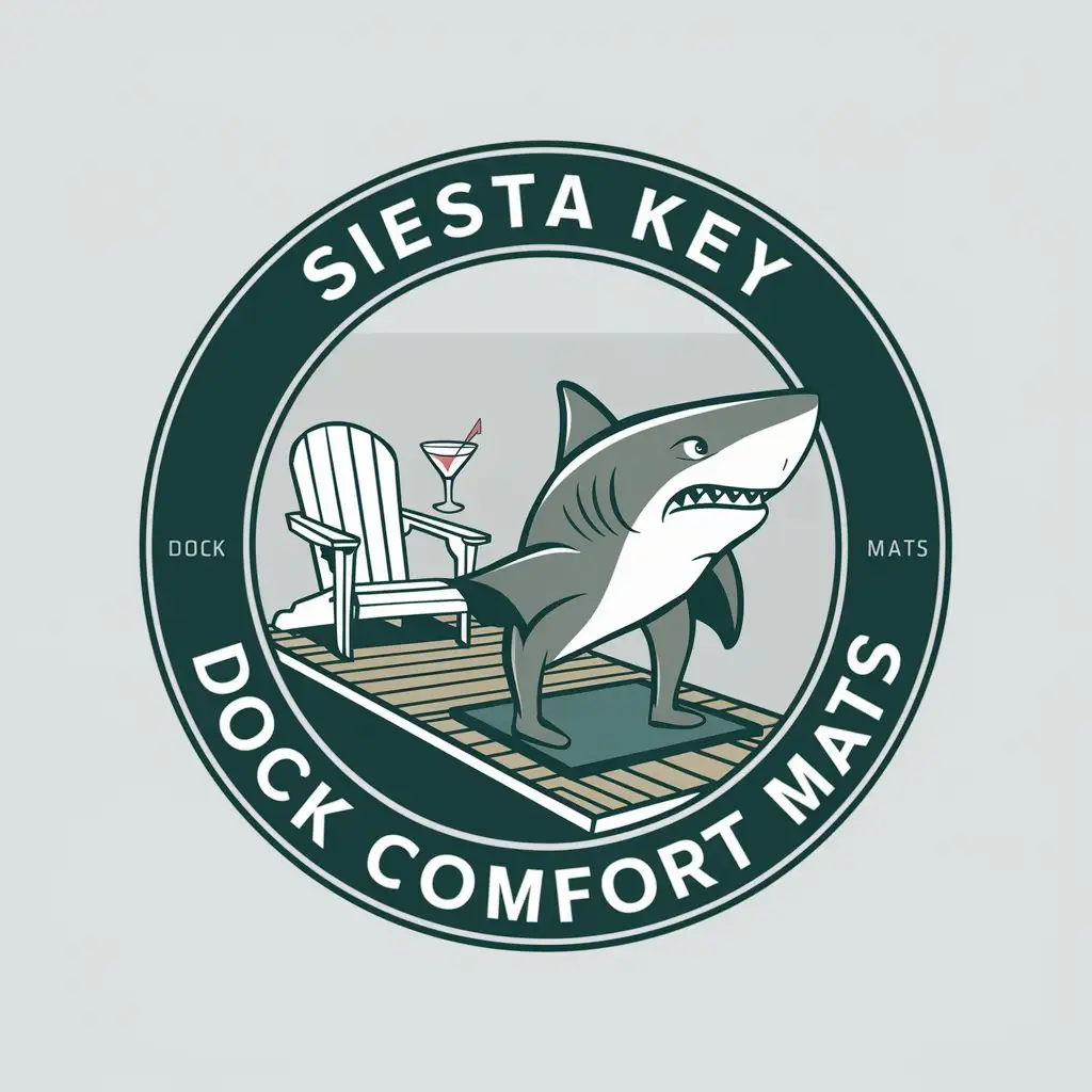 LOGO Design for Siesta Key Dock Comfort Mats Shark with Legs Martini Glass Adirondack Chair AntiFatigue Mat Theme