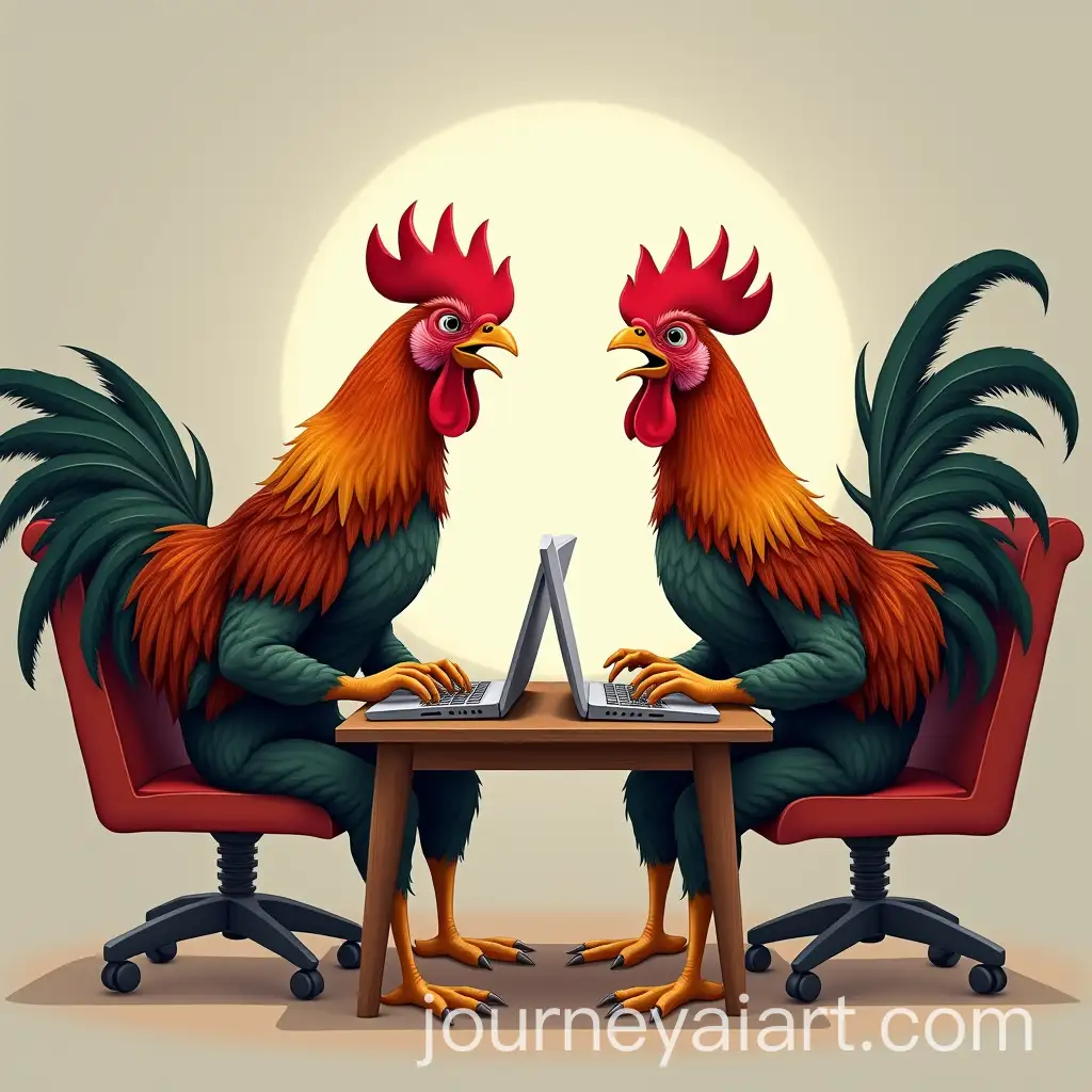 Competitive-Roosters-Typing-Furiously-on-Laptops