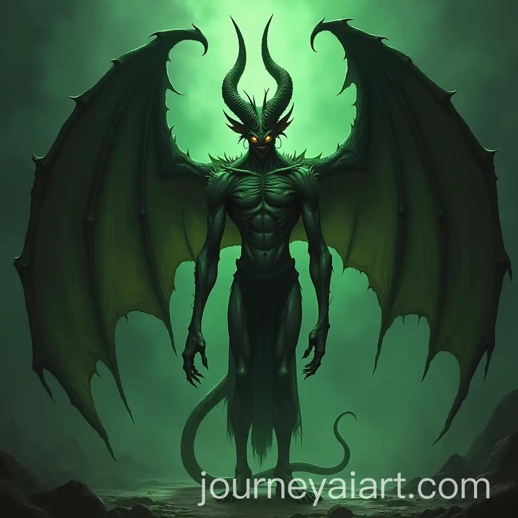 Demonic-Guland-with-Glowing-Green-Skin-Bat-Wings-and-Multiplying-Faces