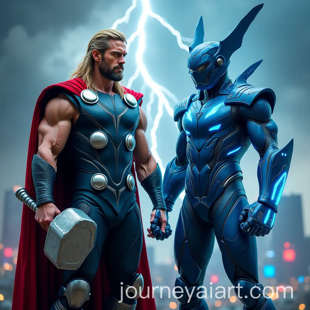 Thor-and-Besouro-Azul-Mythical-God-and-Futuristic-Hero-Unite-for-Battle