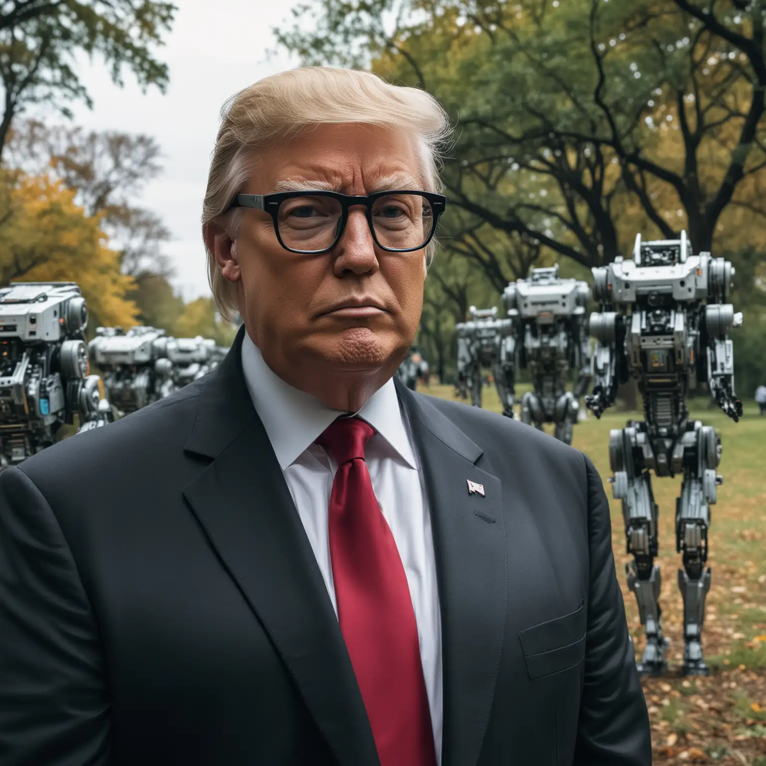 Donald-Trump-in-a-Cyberpunk-Park-Surrounded-by-Robots