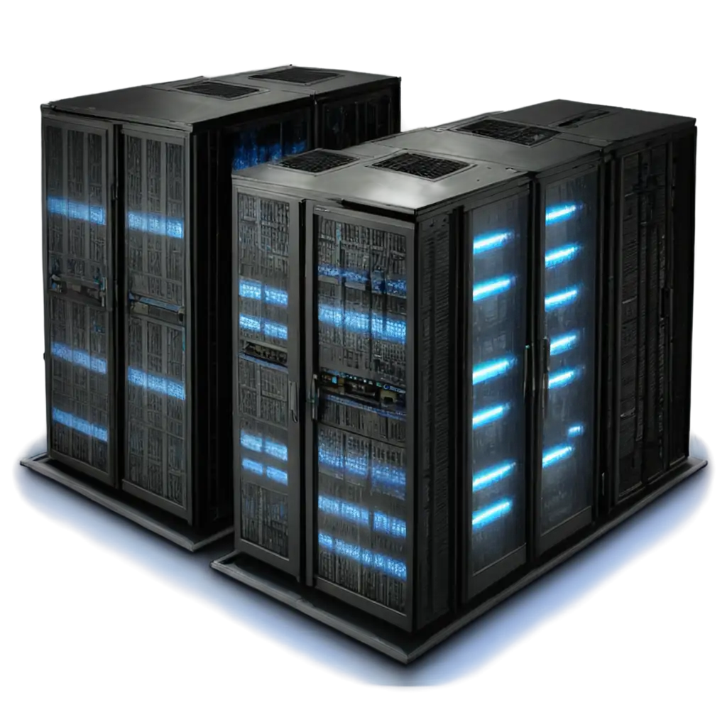 webhosting servers with blue lights full png