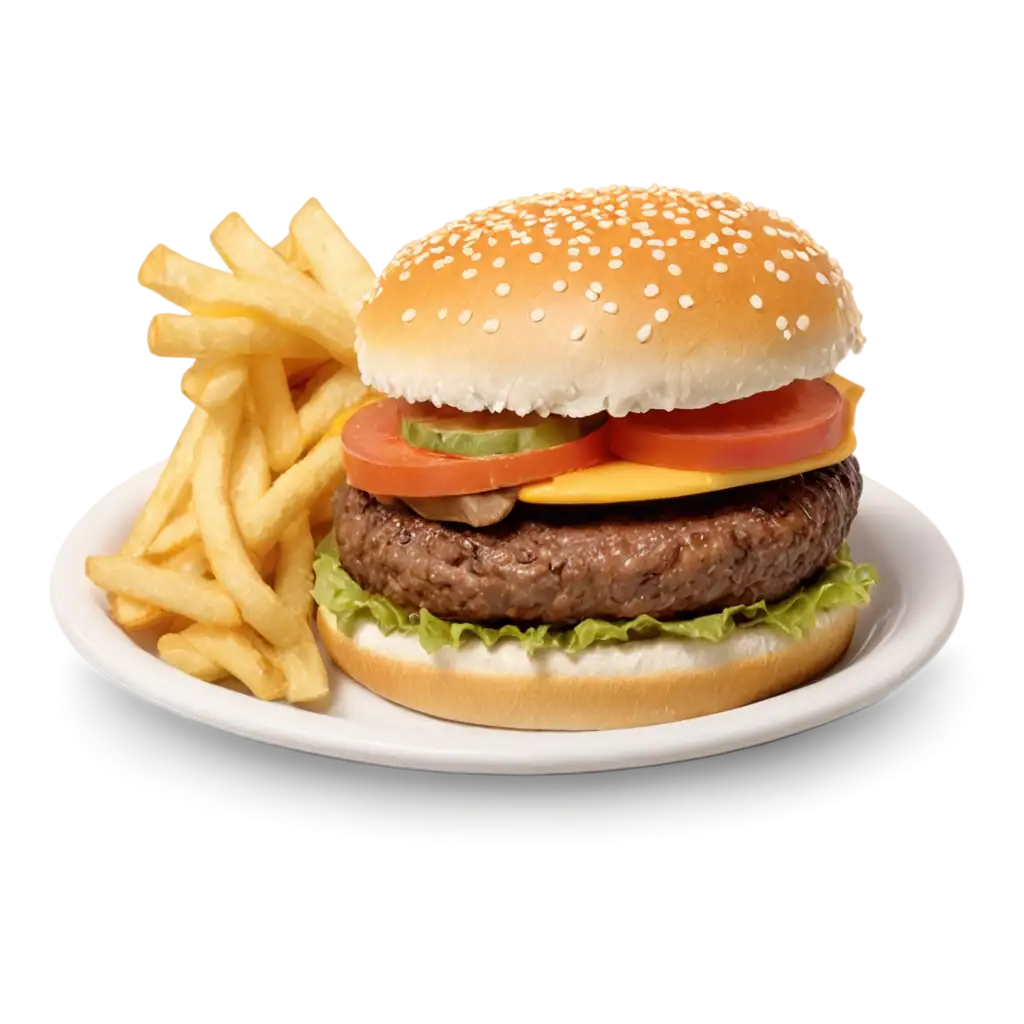 Realistic-Cheeseburger-Display-on-a-Plate-HighQuality-PNG-for-Culinary-Marketing