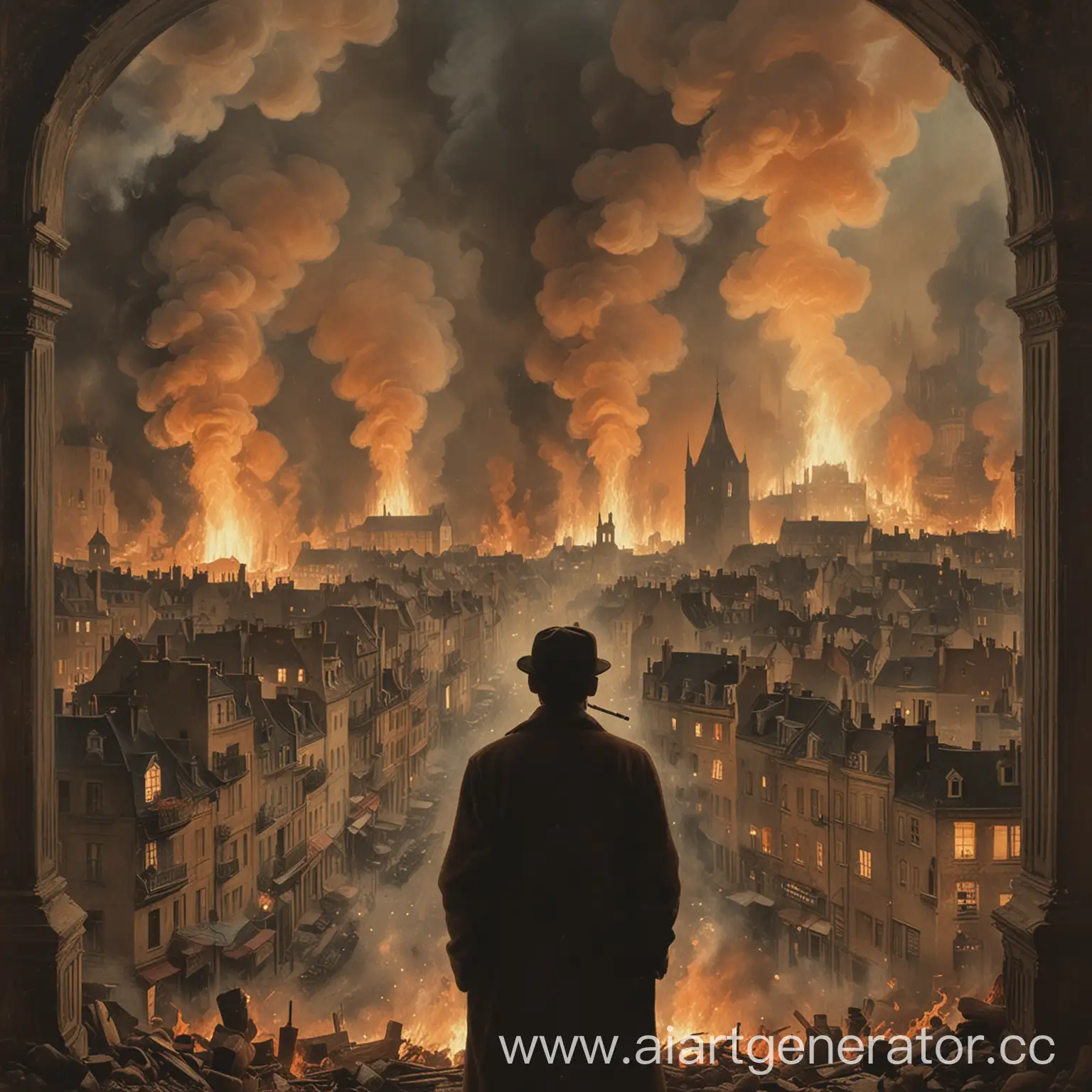 Burning-Cityscape-with-Figure-Holding-a-Cigarette