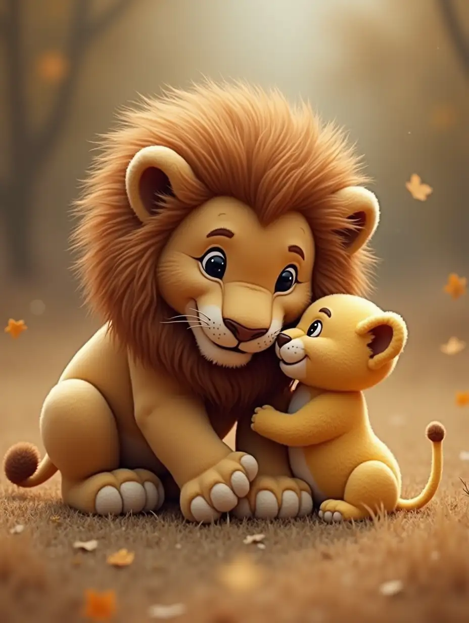 lion play with baby