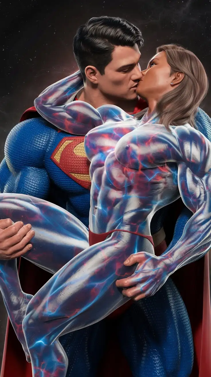 Superman-and-His-Bodybuilder-Girlfriend-Cosmic-Embrace