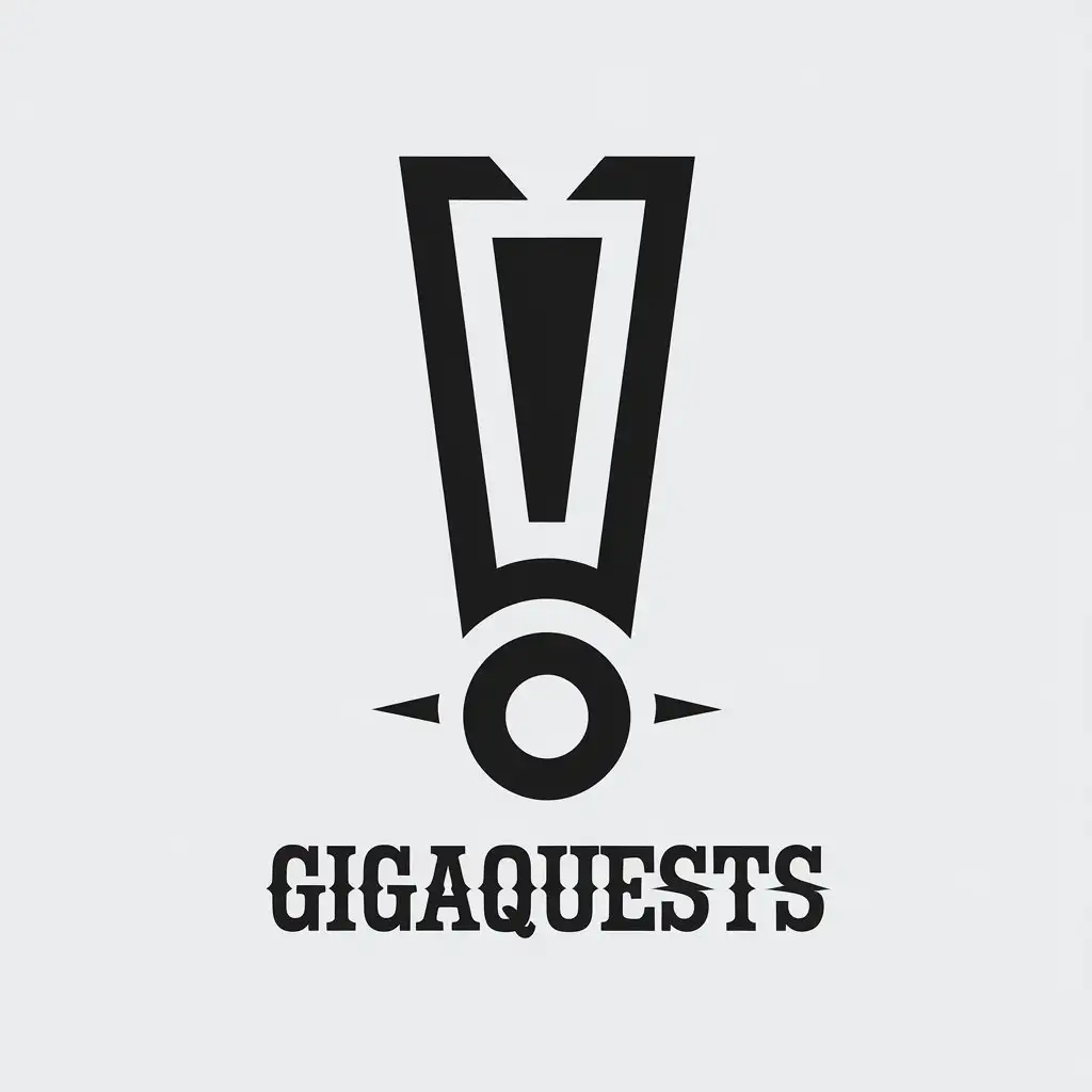 LOGO Design For Gigaquests Clean and Minimalistic Black White with Bold Exclamation Mark