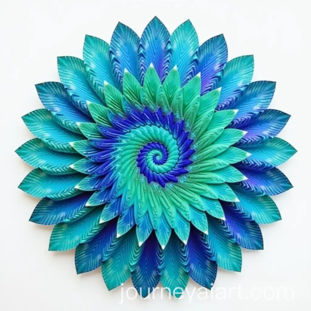 Ammonite-Spiral-with-12-Lotus-Petals-in-Blue-and-Turquoise-Gradient