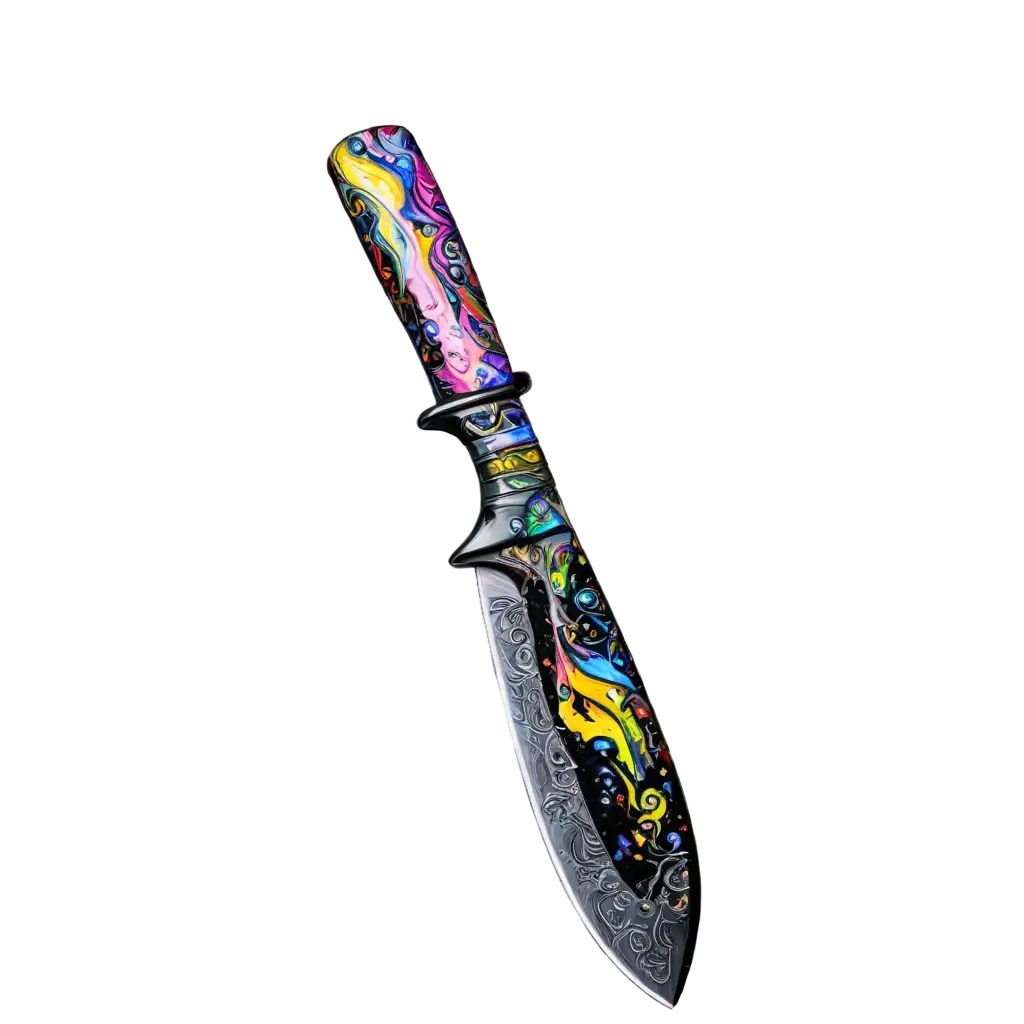 Colorful-Knife-with-Holographic-Blade-PNG-Jackson-PollockInspired-Concept-Art-with-Cloisonnism-Detailing