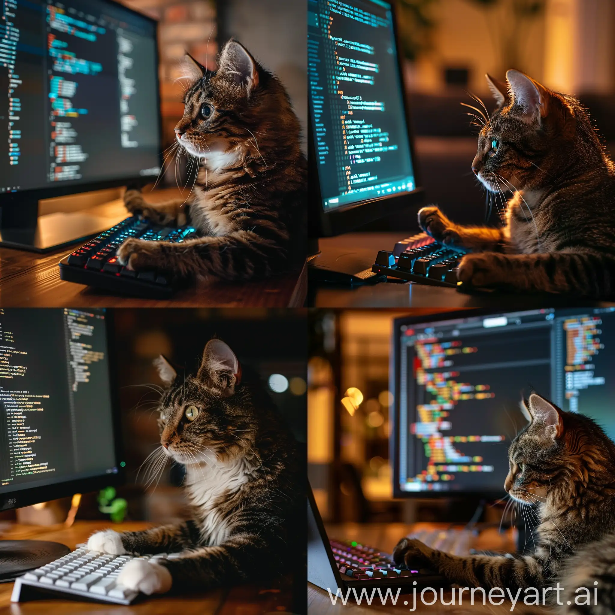 Cat-Programming-at-Computer-Cute-Feline-Coding-Scene