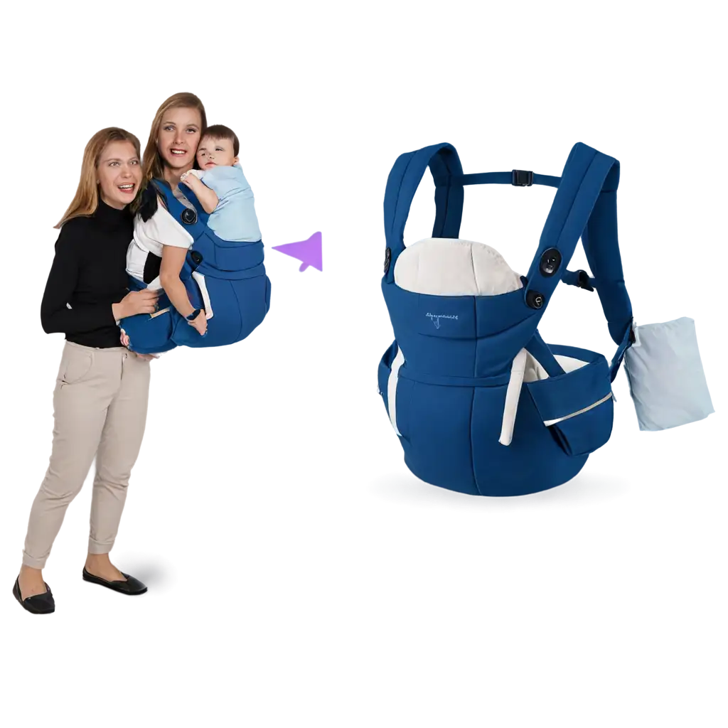 PNG-Image-of-Baby-Carrier-in-Blue-HighQuality-Illustration-for-Versatile-Uses