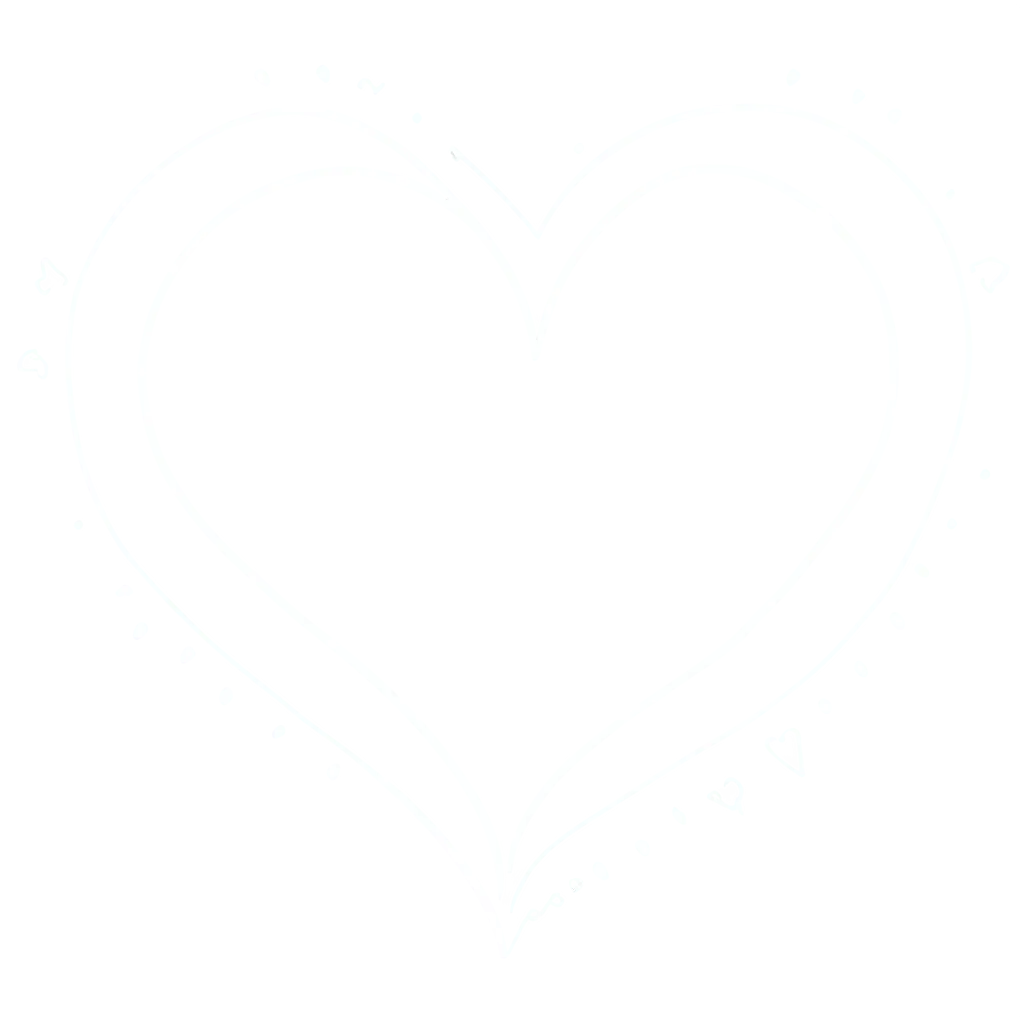 Trail of a heart, vectorized white